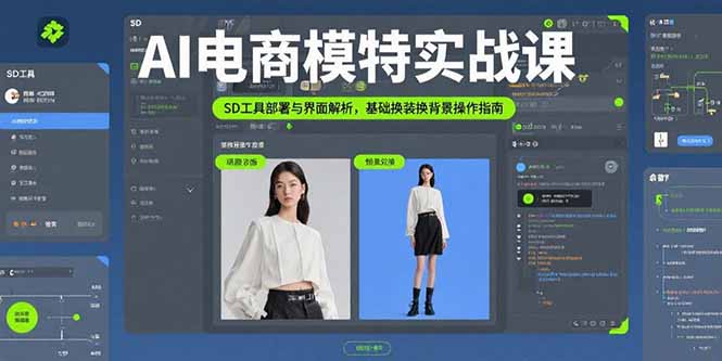 AI电商模特实战课，SD工具部署与界面解析，基础换装换背景操作指南-创盈坊