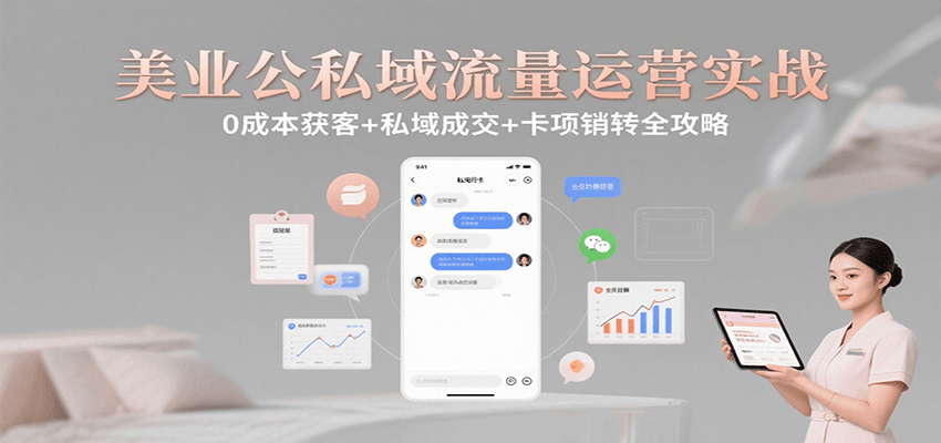 美业公私域流量运营实战：0成本获客+私域成交+卡项销转全攻略-创盈坊