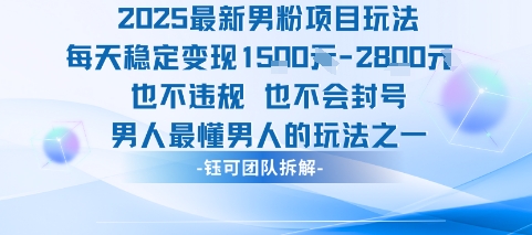 2025最新男粉项目玩法每天变现1k+也不违规也不会封号男人最懂男人的玩法-创盈坊