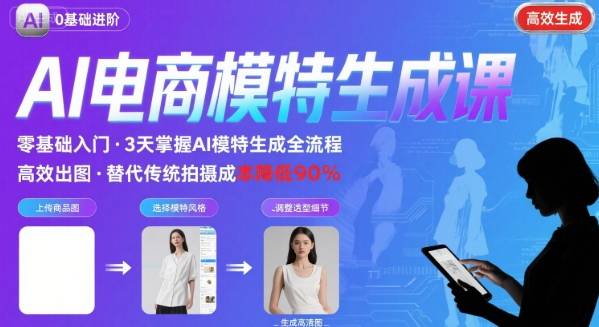 AI模特进阶课程，0基础高效生成逼真电商模特图-创盈坊