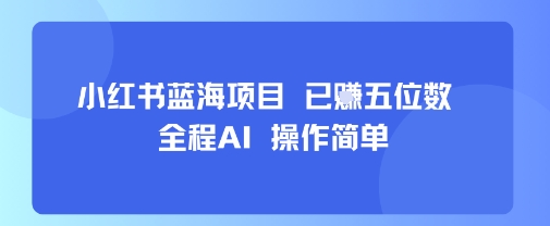 小红书蓝海项目，全程AI，操作简单，已挣五位数-创盈坊