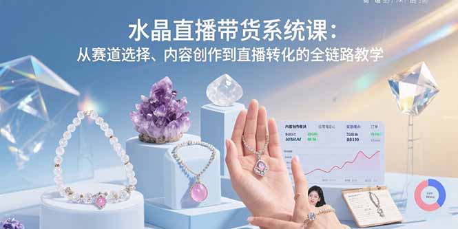 水晶直播带货系统课：从赛道选择、内容创作到直播转化的全链路教学-创盈坊