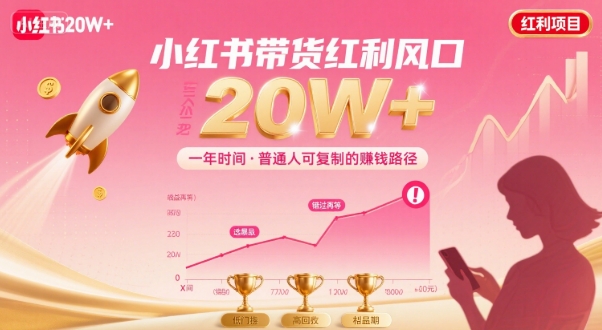 一年时间靠小红书带货项目年入20w+，最不能错的大红利项目-创盈坊