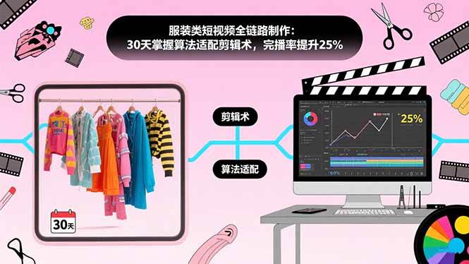 （15655期）服装类短视频全链路制作：30天掌握算法适配剪辑术，完播率提升25%-创盈坊