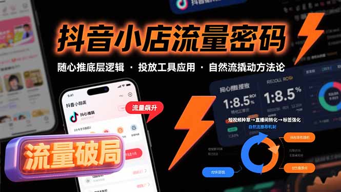 抖音小店流量密码，随心推底层逻辑，投放工具应用，自然流撬动核心方法论-创盈坊