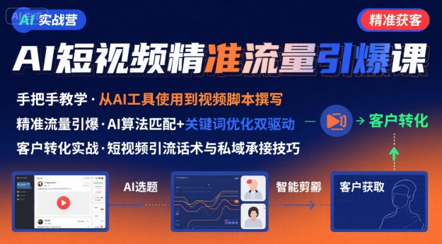 AI+短视频引爆精准客户实战营，手把手教你引爆Ai短视频精准流量-创盈坊